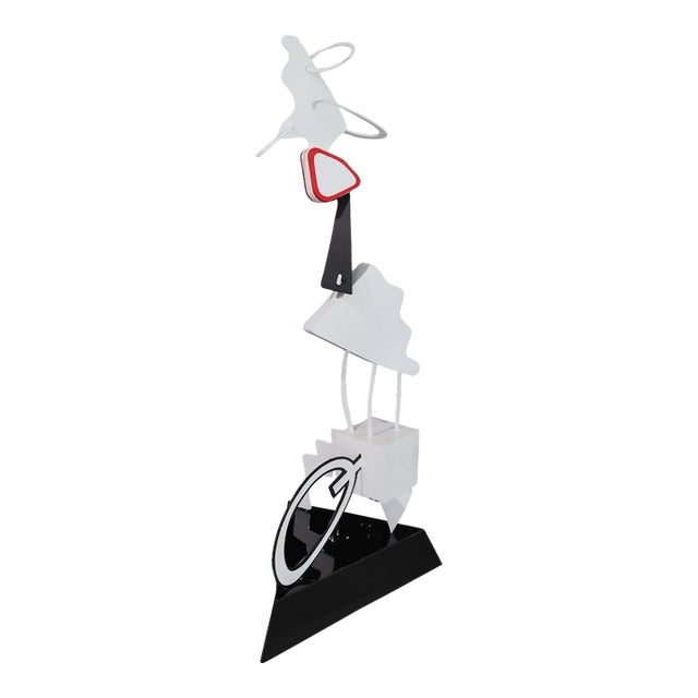 Brad Howe Large Postmodern Abstract Mixed Metal Sculpture on Base, Signed For Sale
