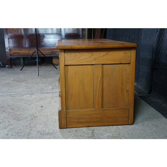 Brown Antique Victorian Oak Two Drawer Lowboy Dresser Blanket Chest Tv Console Bench 43" For Sale - Image 8 of 17