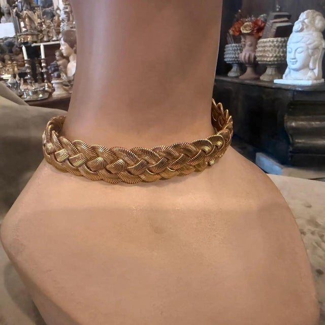 Metal A 2000s Costume Jewelry Gilt Metal Italian Choker Necklace For Sale - Image 7 of 14