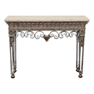 Maitland Smith Marble Top Console Table For Sale