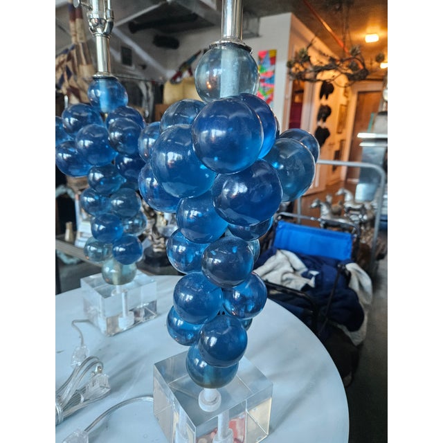 Metal Pair of Swank Lighting Blue Resin Lamps by Silivano Pantani 1966 For Sale - Image 7 of 12