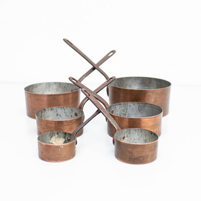 Vintage Spanish Brass Pots, 1950, Set of 6 For Sale - Image 3 of 16