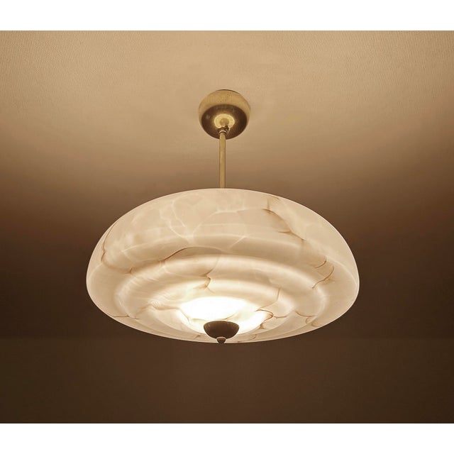 Gold Art Deco Pendant Light in Amber Marble Glass, 1930s For Sale - Image 8 of 18