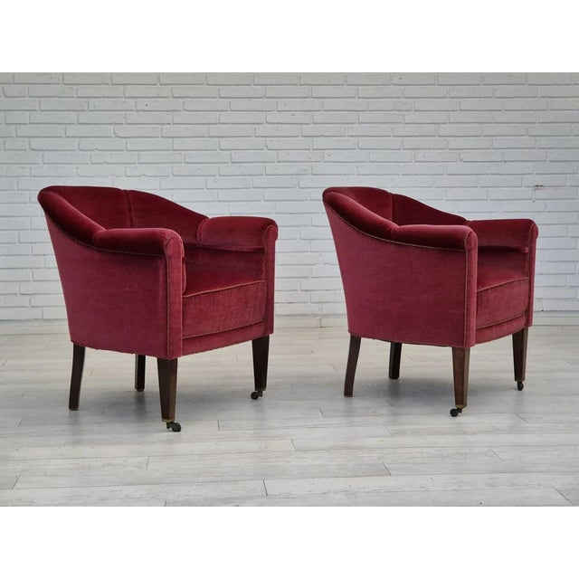 1950s Danish Lounge Chair in Velour with Ash Legs, 1950s For Sale - Image 5 of 18