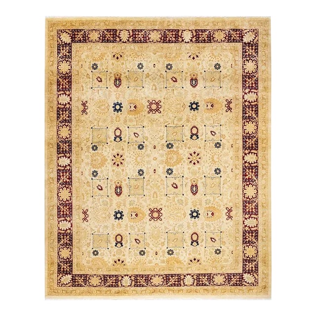 Mogul, One-of-a-Kind Hand-Knotted Area Rug in Ivory, 8' 2" x 10' 2" For Sale