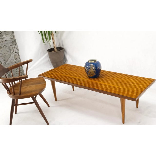 Solid Teak & Walnut Block Swedish Coffee Table on Tapered Dowel Legs For Sale - Image 9 of 13