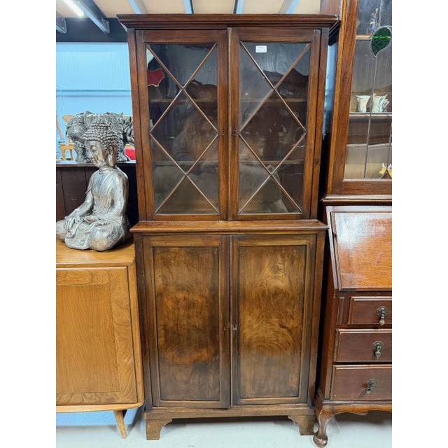 Antique Mahogany Bookcase on Cupboard, 1890s For Sale - Image 11 of 11