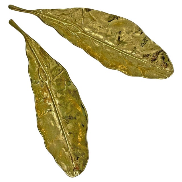 Vintage Brass Tobacco Leaf Dishes - A Pair For Sale - Image 12 of 12