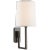 Barbara Barry for Visual Comfort Signature Aspect Library Sconce in Bronze with Ivory Linen Shade For Sale