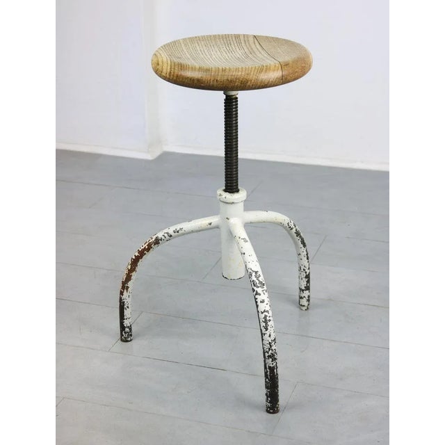 Vintage Industrial White Swivel Chair For Sale - Image 11 of 12