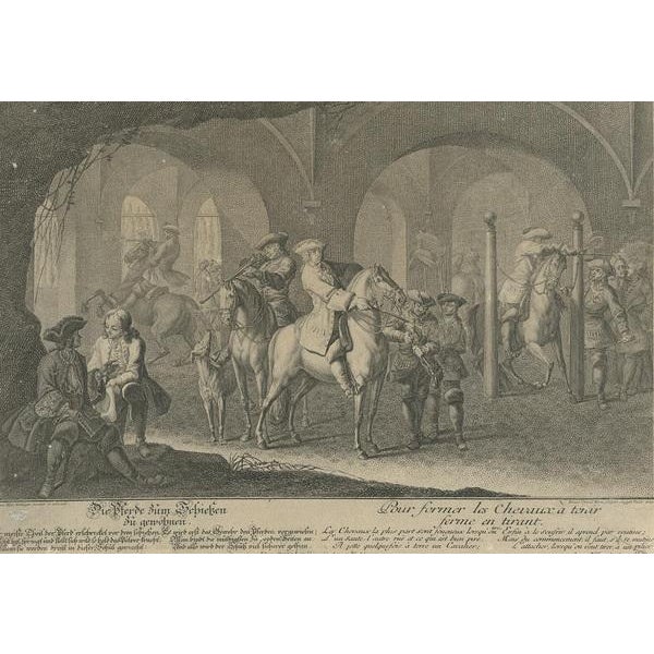 Ridinger, Training the Horses for Shooting, 1722, Print For Sale - Image 3 of 5