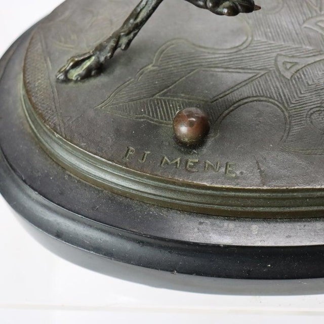 Late 19th Century Pierre-Jules Mène Bronze Sculpture of a Whippet on a Slate Base C1890 For Sale - Image 5 of 7
