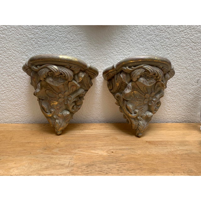 Set of Two Vintage Rococo Style Plaster Wall Accents | Chairish