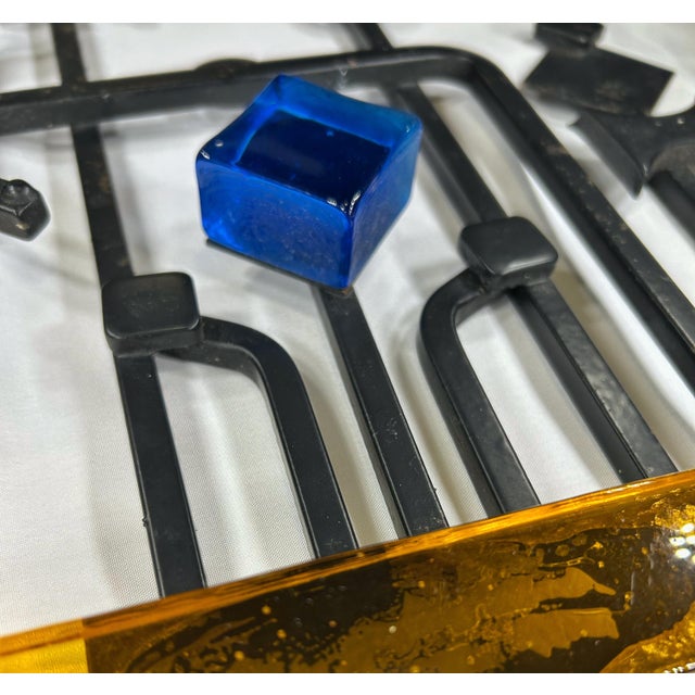 Mid-Century Modern Large Danish Brutalist Wall Sculpture in Wrought Iron and Glass from Dantoft, 1960s For Sale - Image 3 of 6
