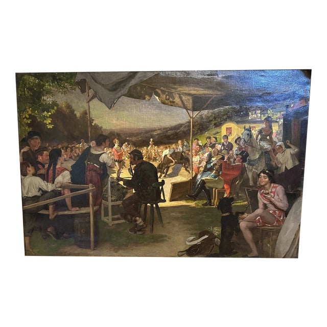Heinrich Waldschmidt, Circus – Circus Artists and Horse, 1870, Oil Painting on Canvas For Sale