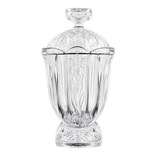 Vintage Block Crystal 24% Full Lead Crystal Lidded Urn Candy Jar For Sale