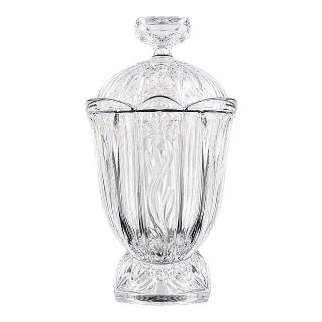 Vintage Block Crystal 24% Full Lead Crystal Lidded Urn Candy Jar For Sale