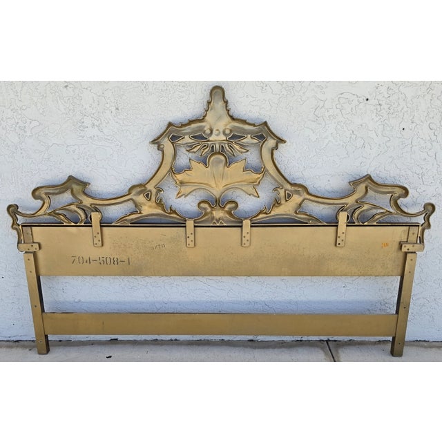 Vintage French Rococo Louis XV Baroque Gold Gilt Metal King Headboard For Sale - Image 10 of 12