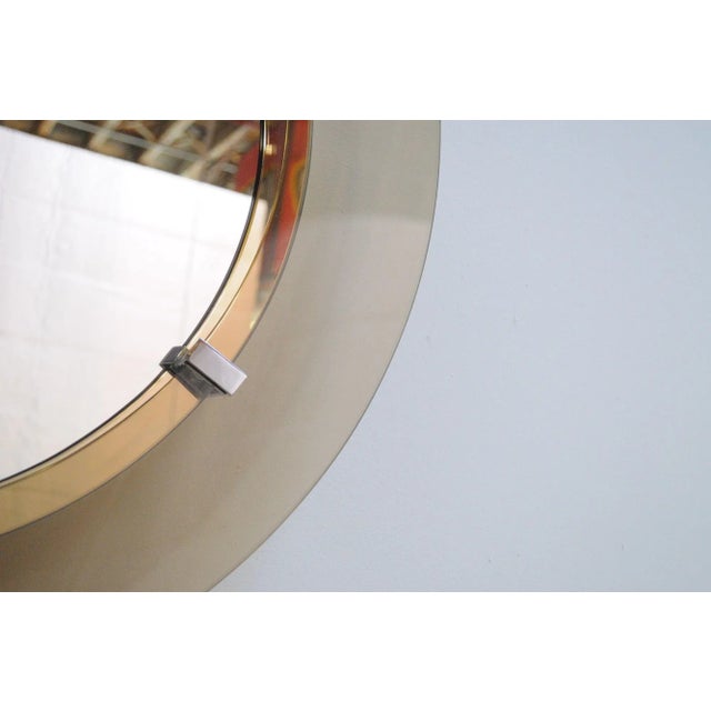 Italian Modernist Smoked Glass Circular Wall Mirror by Veca For Sale - Image 10 of 12