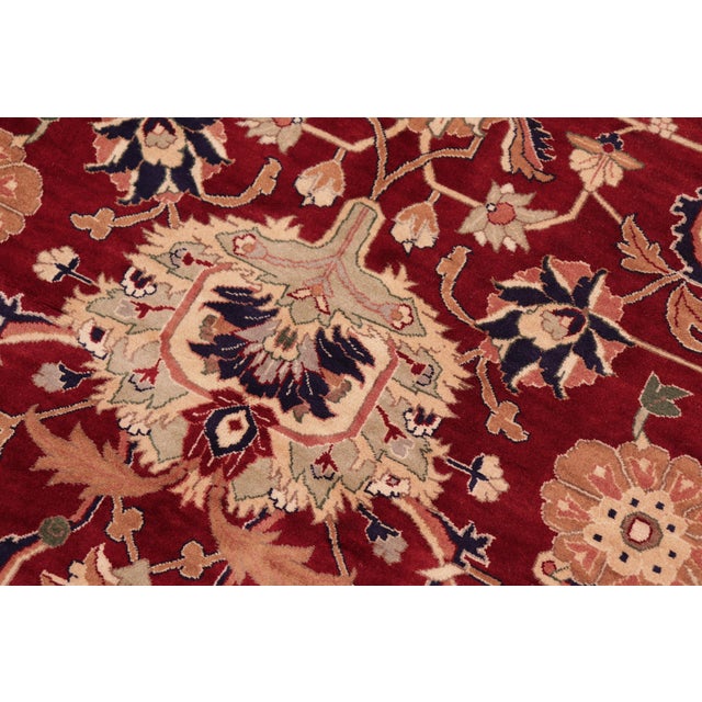Shabby Chic 1990's Floral Pak-Persian Red/Blue Wool Rug - 8'1'' X 10'0'' For Sale - Image 4 of 9