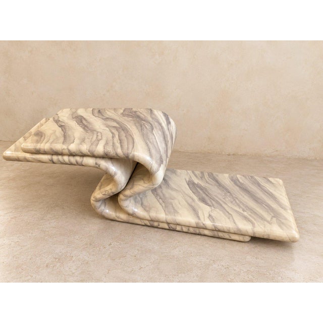Modern Vintage Sculptural Marble Console | Karl Springer Attributed | S Shape For Sale - Image 3 of 5
