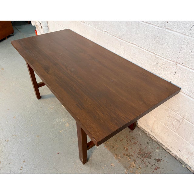 Mid-Century Modern Mid 20th Century Mid-Century Modern Walnut Trestle Table For Sale - Image 3 of 13