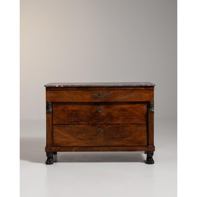 Traditional Antique French Empire Chest of Drawers With Marble Top, Circa 1820 For Sale - Image 3 of 15