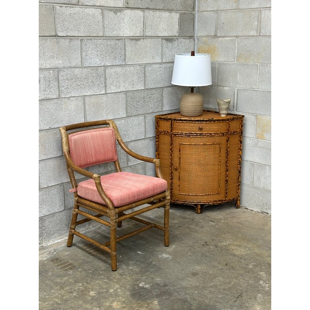 1980s British Colonial Style Bamboo and Cane Corner Cabinet For Sale - Image 13 of 17