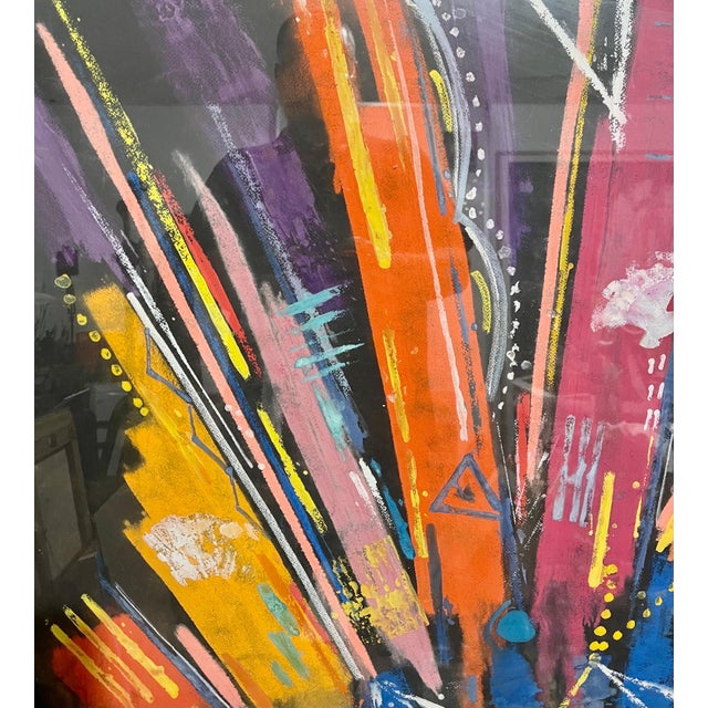 Paper Sylvia Carewe, Large Colorful Modernist Pastel Abstract Expressionist Painting Sylvia Carewe For Sale - Image 7 of 11