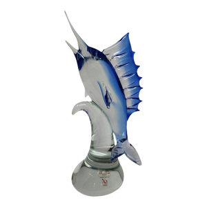 Wave Murano Glass - Blue Marlin Sculpture