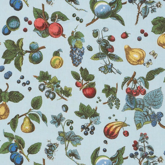 SAMPLE - Schumacher Berry Grove Fabric In Sky For Sale