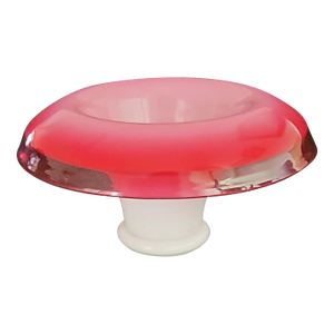 Vintage Czech Cranberry Cased Milk Glass Mushroom Shape Vase