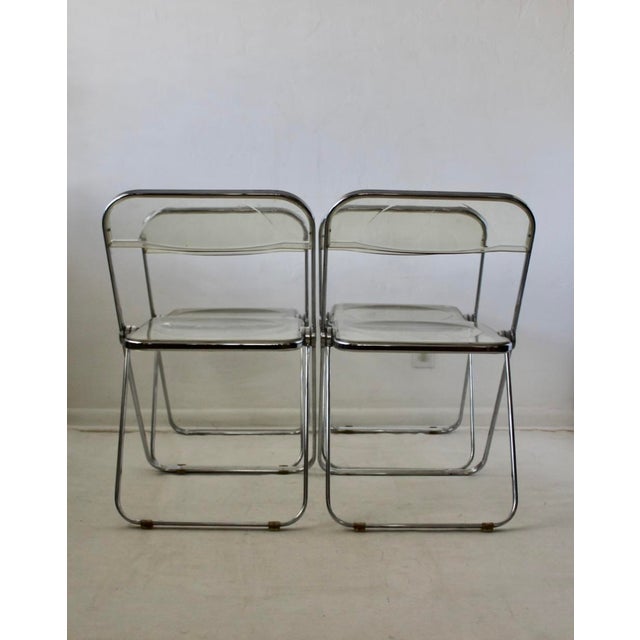 Modern Pila Folding Lucite Chairs by Piretti for Castelli Chrome Smoked Lucite Vintage -Set of 4 For Sale - Image 3 of 18