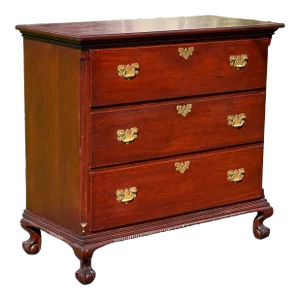 Antique Mahogany Three Drawer Chippendale Chest C. 1820