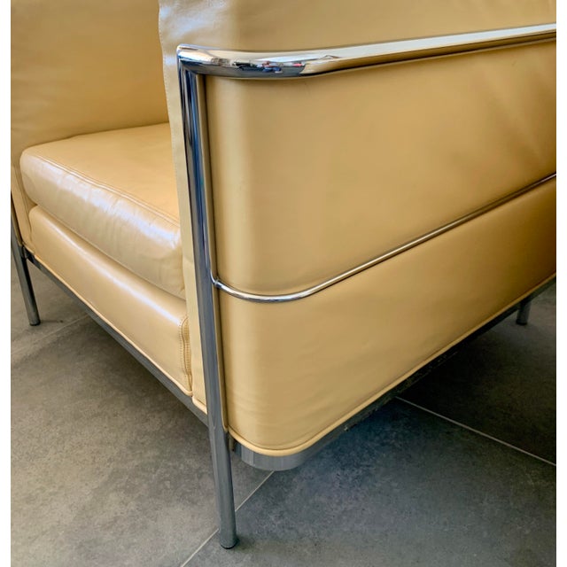 1960s Leather & Chrome Club Chairs Le Corbusier L C 2 Style - A Pair For Sale - Image 9 of 9