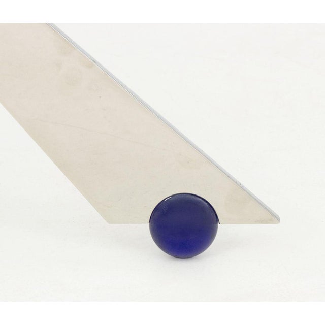 Late 20th Century Postmodern Glass Top and Chrome Geometric Coffee Table For Sale - Image 5 of 7