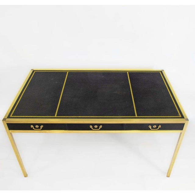 1950s Mid-Century Brass & Leather Desk in the style of Maison Jansen, 1950s For Sale - Image 5 of 18