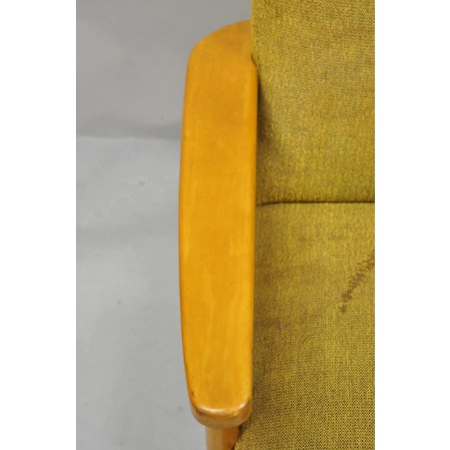 Mid 20th Century Vintage Mid Century Modern Blonde Wood Paul McCobb Style Paddle Arm Lounge Chair For Sale - Image 5 of 12