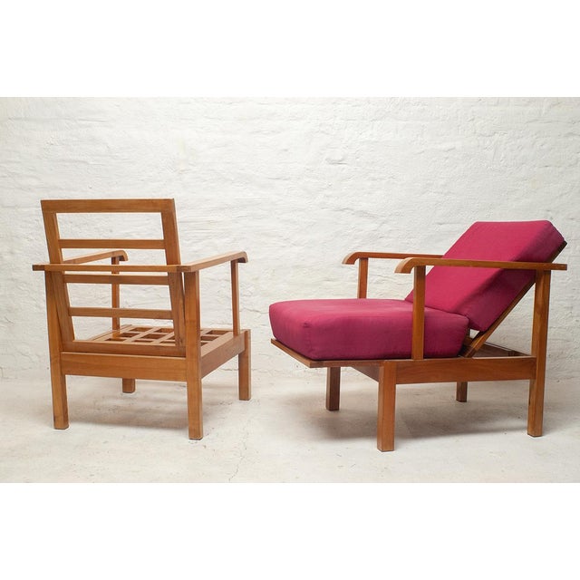 Brown Set of Morris Chairs with Adjustable Backs in Cherrywood, 1920s For Sale - Image 8 of 16