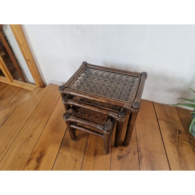 1970s Vintage Manou Bamboo Nesting Tables, 1970s, Set of 3 For Sale - Image 5 of 11