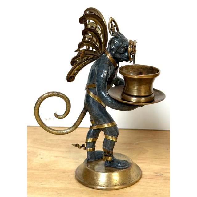 Pair Belle Époque Style Winged Monkey Masquerade Tragedy & Comedy Chambersticks For Sale - Image 10 of 17