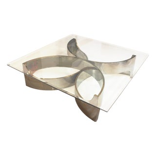 Chrome and Glass Flower Center Table attributed to Frank Stella, USA, 1980 For Sale