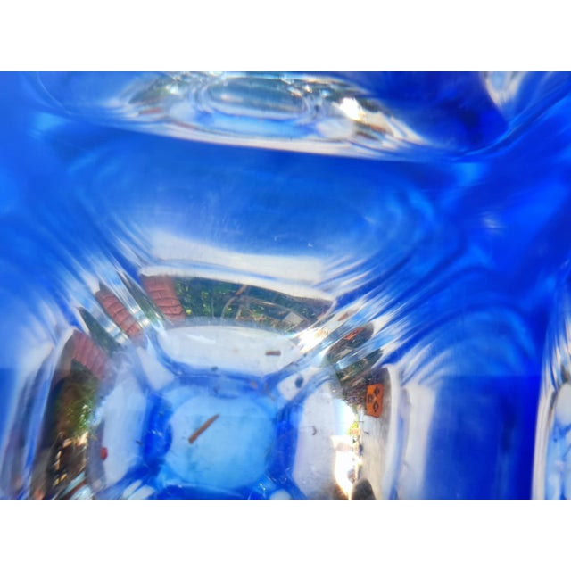 Glass Bohemian Cobalt Vase from Egermann, 1950s For Sale - Image 7 of 9