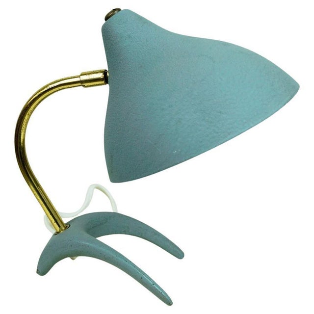 Mid-Century Blue and Brass Crowfoot Table Lamp from Cosack, Germany, 1950s For Sale - Image 11 of 11