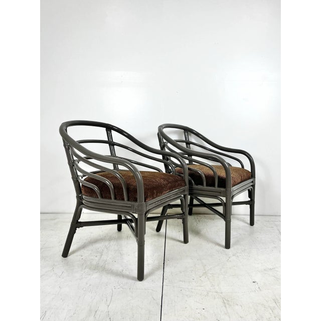 Vintage Lacquered Rattan Chairs- A Pair For Sale - Image 4 of 12
