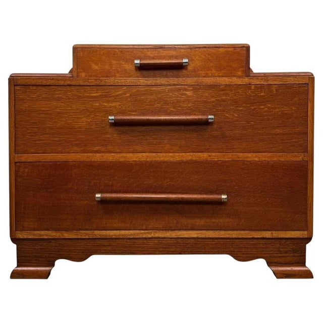 Vintage English Oak Low Chest of Drawers, 1900s For Sale - Image 12 of 12