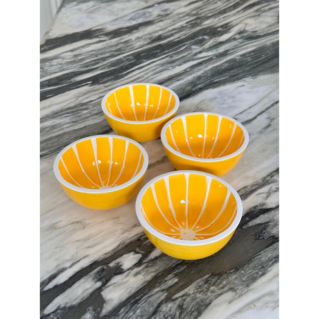 Majolica Style Vintage Lemon Motif Bowls - Set of Four For Sale - Image 12 of 15