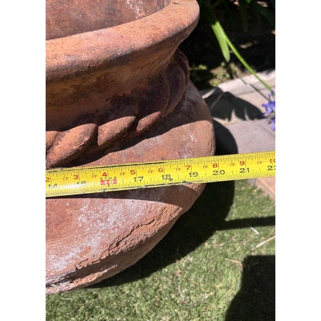 Vintage Mediterranean Terracotta Garden Planter With Applied Rope Detail & Aged Patina For Sale - Image 9 of 10