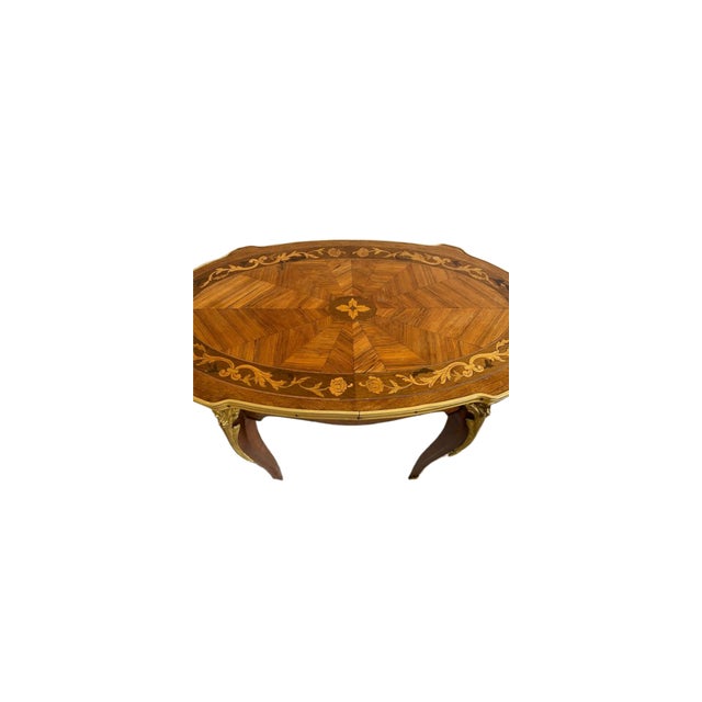 Baroque Early 20th Century Louis XIV French Marquetry and Ormolu Baroque Side Table For Sale - Image 3 of 9
