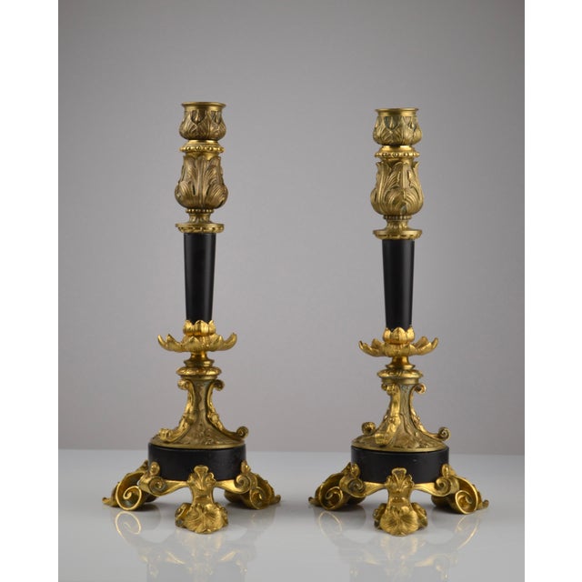 Antique French Gilt Bronze and Marble Candlesticks, 1890s, Set of 2 For Sale - Image 11 of 14